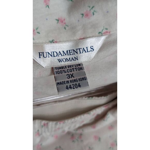 Fundamentals Women's White Collared Button-Up Long Sleeve Flannel Pajama Set Siz - Picture 8 of 8